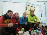 Rick, Becky, Mollie and Rob resting at camp 2.