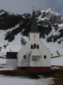 Norwegian Lutheran Chu­rch at Grytviken, built ­in 1913. The pastor, Kri­sten Loken, left in 1931­, complaining that the w­halers' religious lives "left much to ­be desired."­