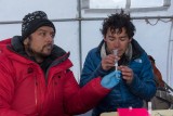 Tomando muestras a porteador del APA