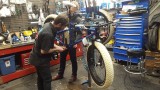 Josh and colleague adjusting the bottom bracket