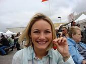 Caroline with an OR strawberry