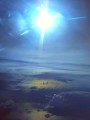 View from the flight over the Pacific Ocean.