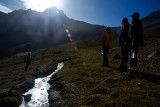 Maddie, Stephanie, Margarita and Shagun beside an irrigation canal.