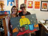 Our painting purchase... Jennie Cooley in her artist glasses!  She is a character