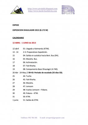 El programa para la expedición.